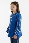 Embroidered blouse for a girl made of blue linen "Yarynka"